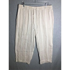 Womens DKNY Pants Loose Leg Tan Linen Lagenlook Spring Summer Neutral